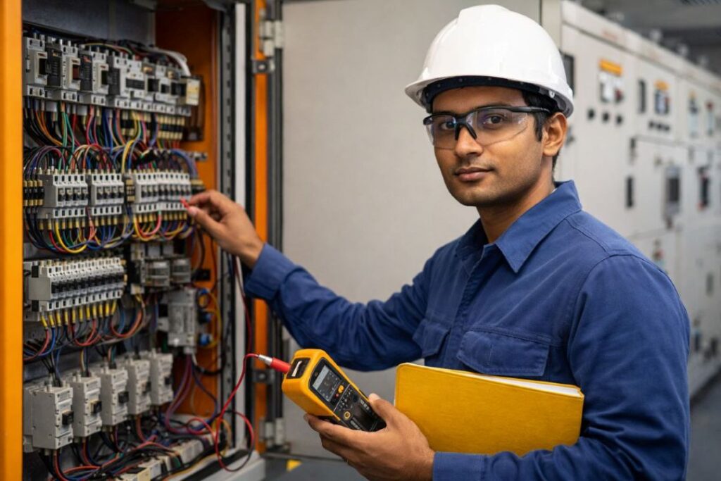 Electrical Engineering Jobs - engineer working on control panel